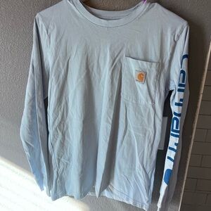 Girls large , women’s small long sleeve Carhartt shirt sky blue logo